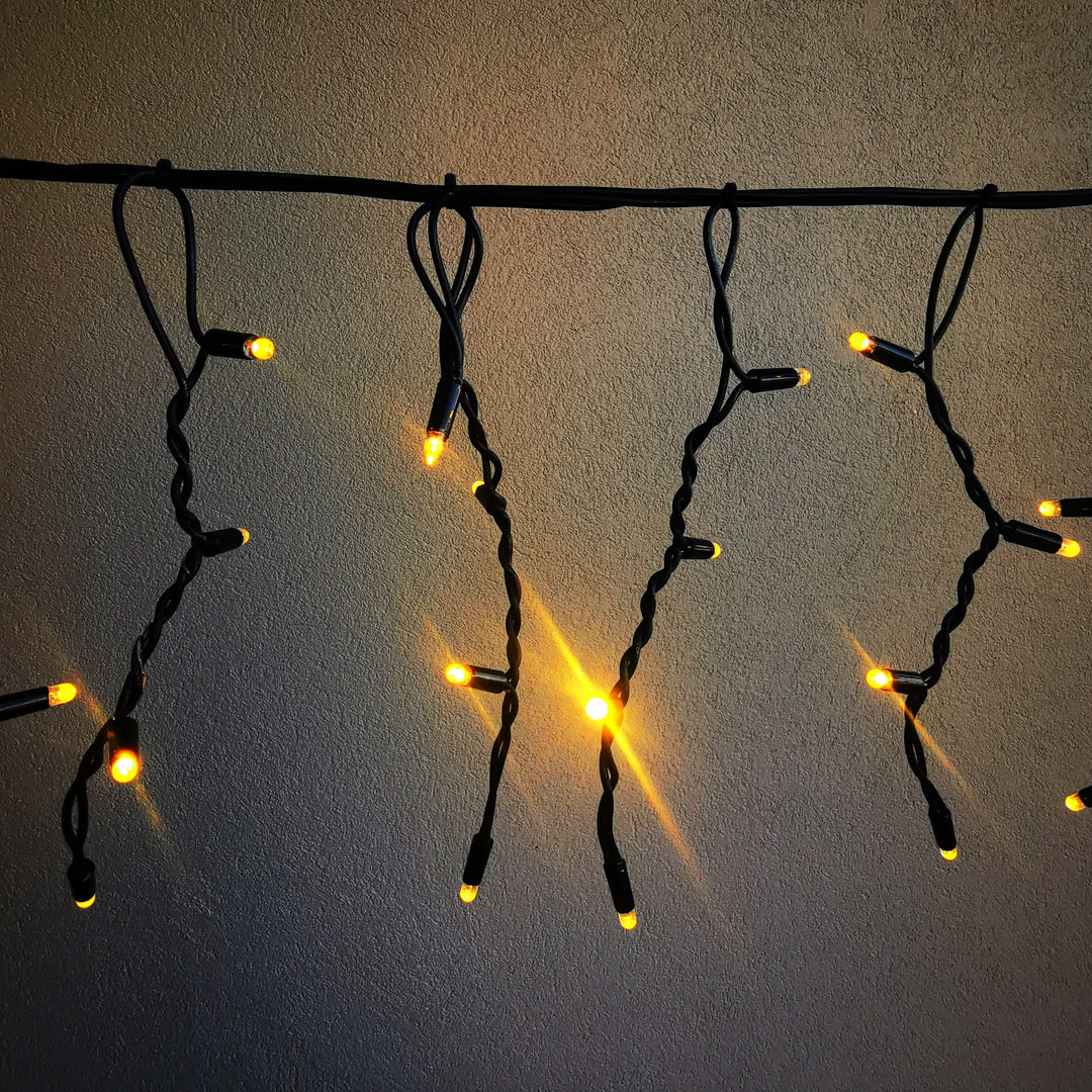 Outdoor Fringe Fairy Lights | 3m Black Rubber Cable Connectable | 30cm Drops | Pro Series