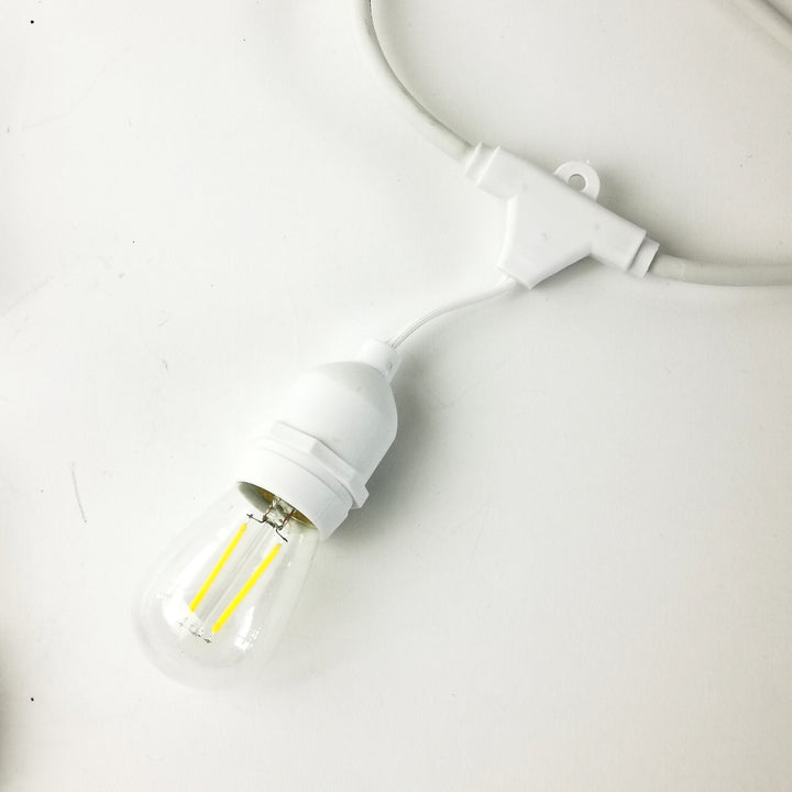 S14 Clear Bulb | 10m 10 Bulbs | Dimmable Drop Hang | White Cable