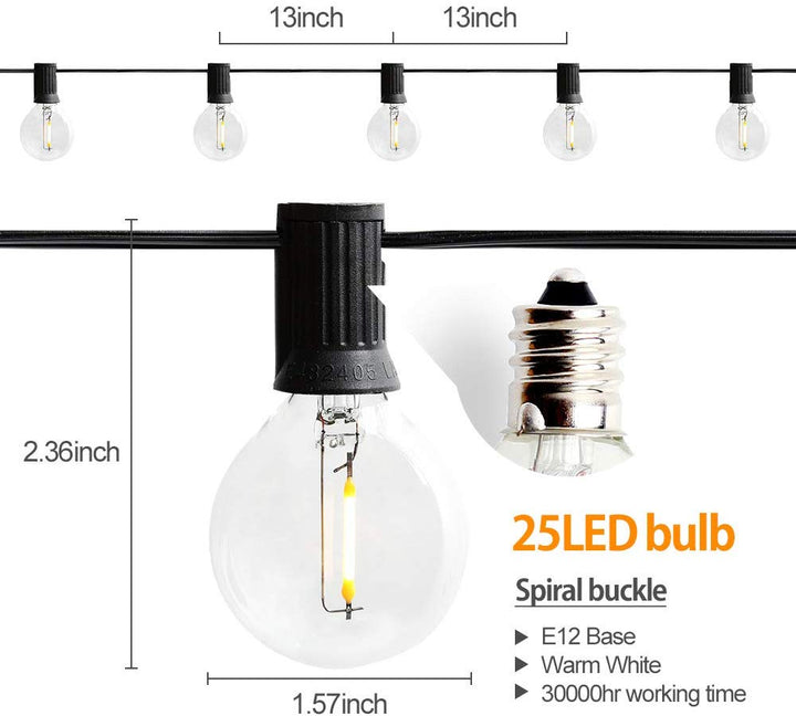 Solar G40 Festoon Lights | 5.5m 10 Bulbs