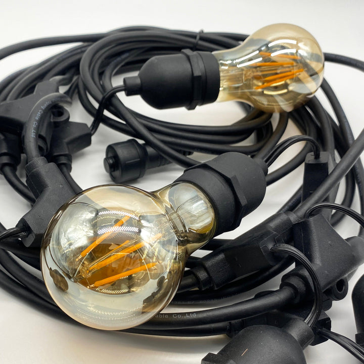 A19 Amber Bulb Drop Hang Festoon Lights from Love Your Lights
