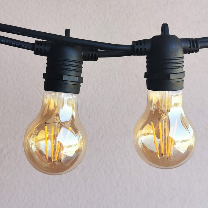 A19 Amber Bulb | 10m 20 Bulbs | Flush Mount Dimmable Festoon Lights