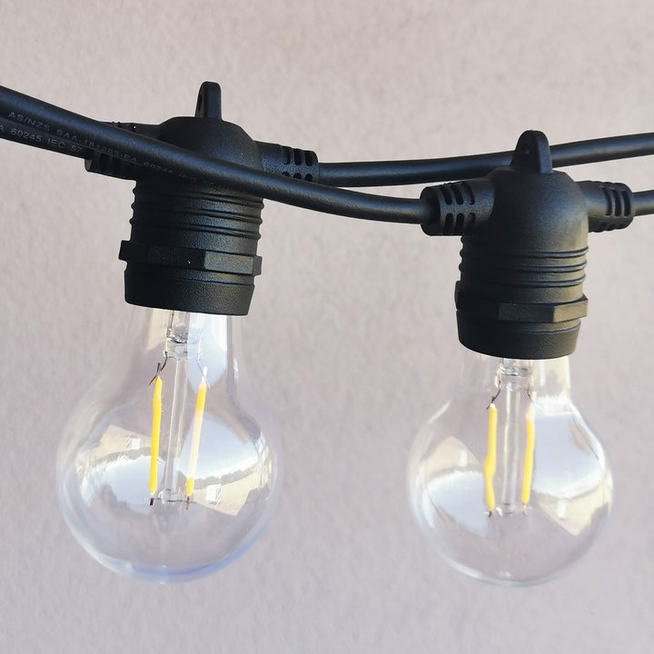 A60 Clear Bulb | 10m 10 Bulbs | Flush Mount Dimmable Festoon Lights