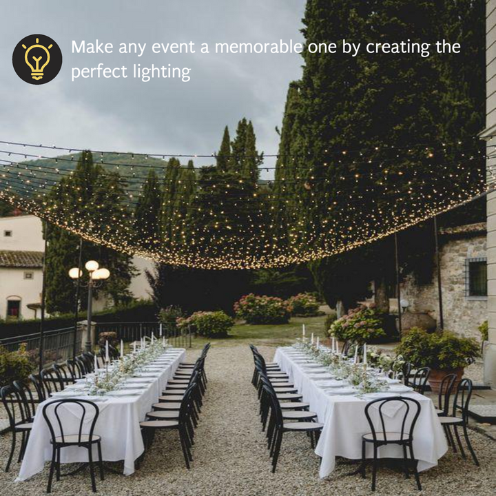 Outdoor Fairy Lights | 10m Black Rubber Cable Connectable | Pro Series