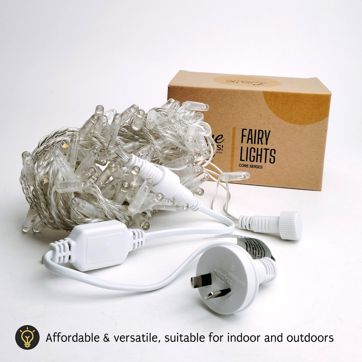 Indoor & Outdoor Fairy Lights | 10m Clear PVC Cable Connectable | Core Series