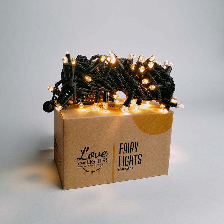 Indoor & Outdoor Fairy Lights | 10m Black PVC Cable Connectable | Core Series
