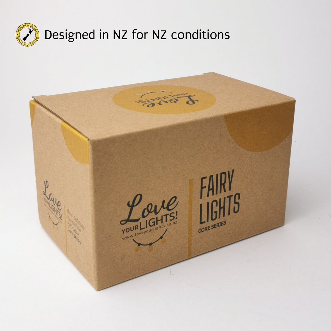 Indoor & Outdoor Fairy Lights | 10m Black PVC Cable Connectable | Core Series