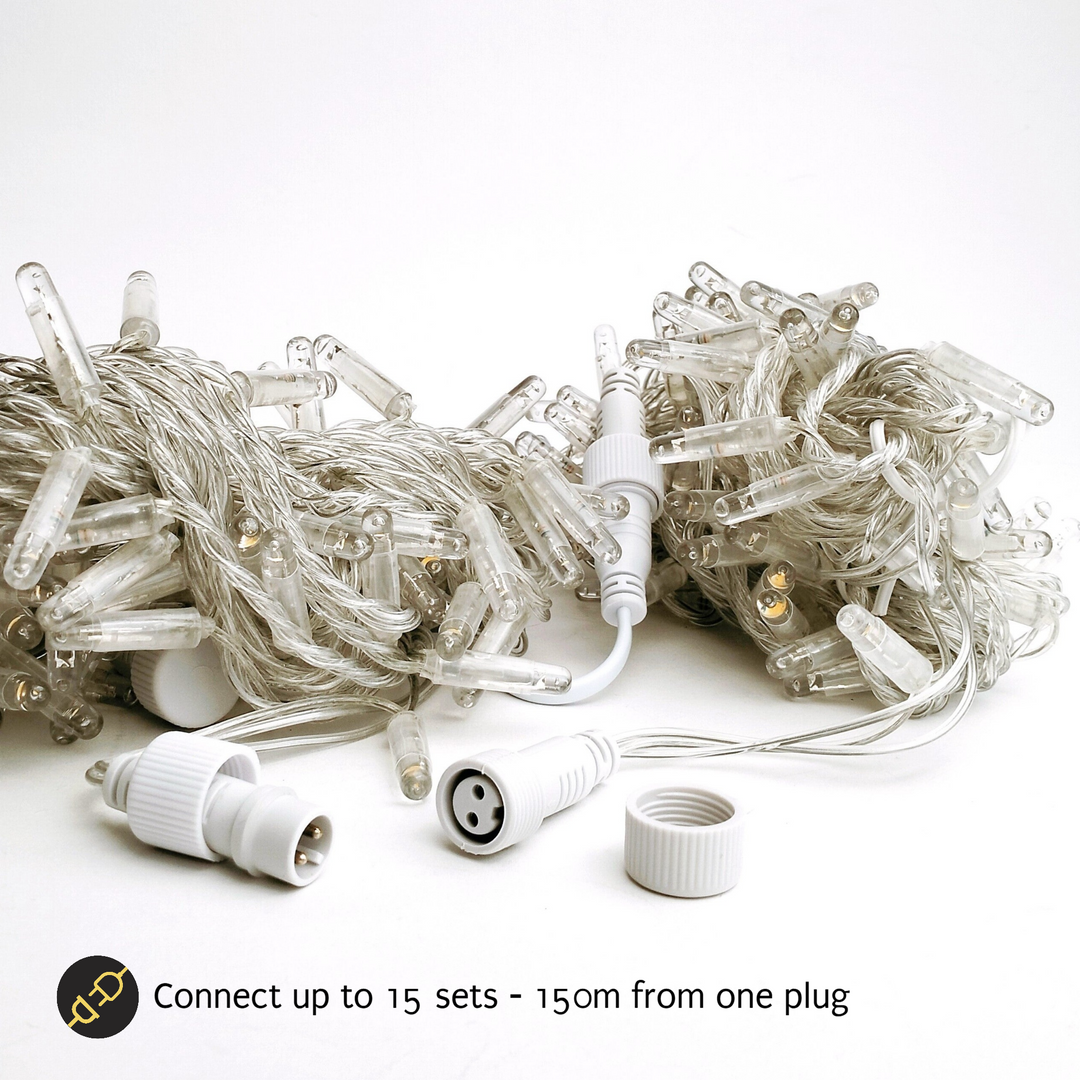 Indoor & Outdoor Fairy Lights | 10m Clear PVC Cable Connectable | Core Series