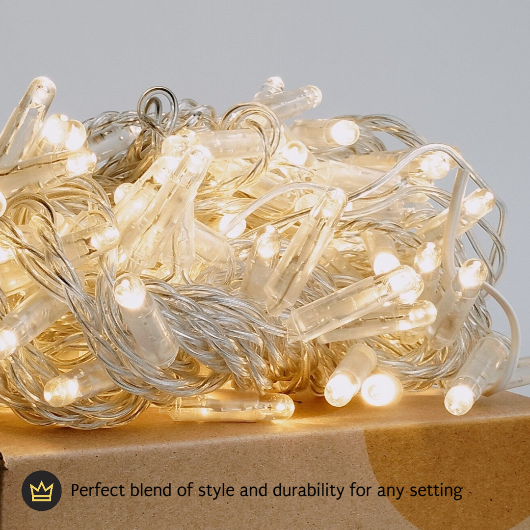 Indoor & Outdoor Fairy Lights | 10m Clear PVC Cable Connectable | Core Series
