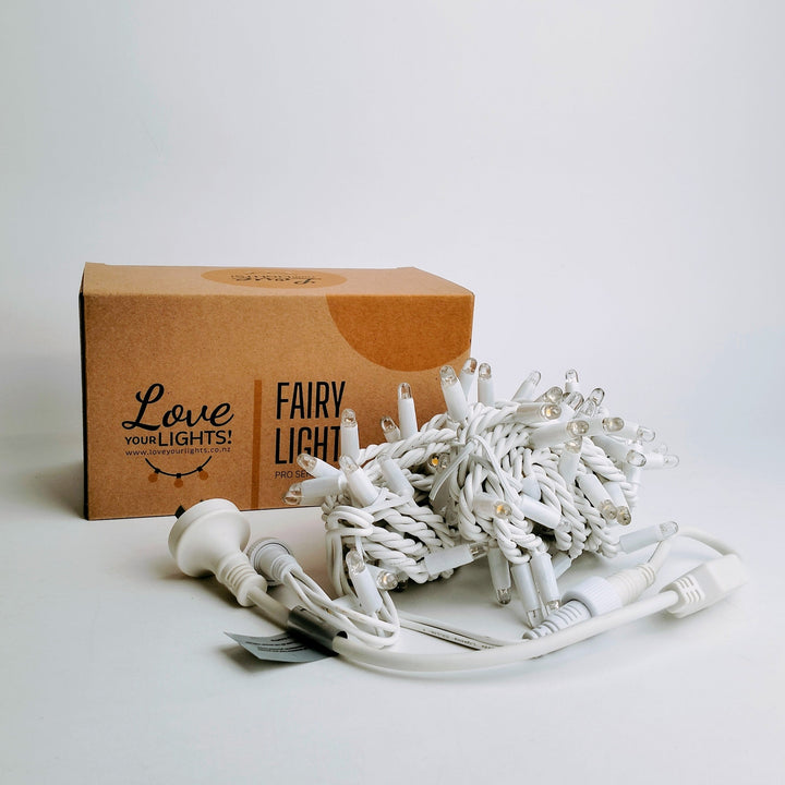 Outdoor Fairy Lights | 10m White Rubber Cable Connectable | Pro Series
