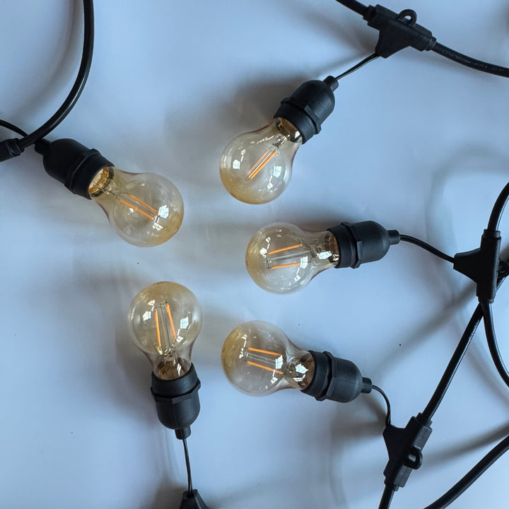 A60 Clear Bulb | 10m 10 Bulbs | Drop Hang Dimmable Festoon Lights