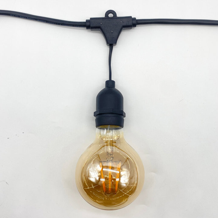 G80 Amber Bulb | 15m 15 Bulbs | Drop Hang Dimmable Festoon Lights