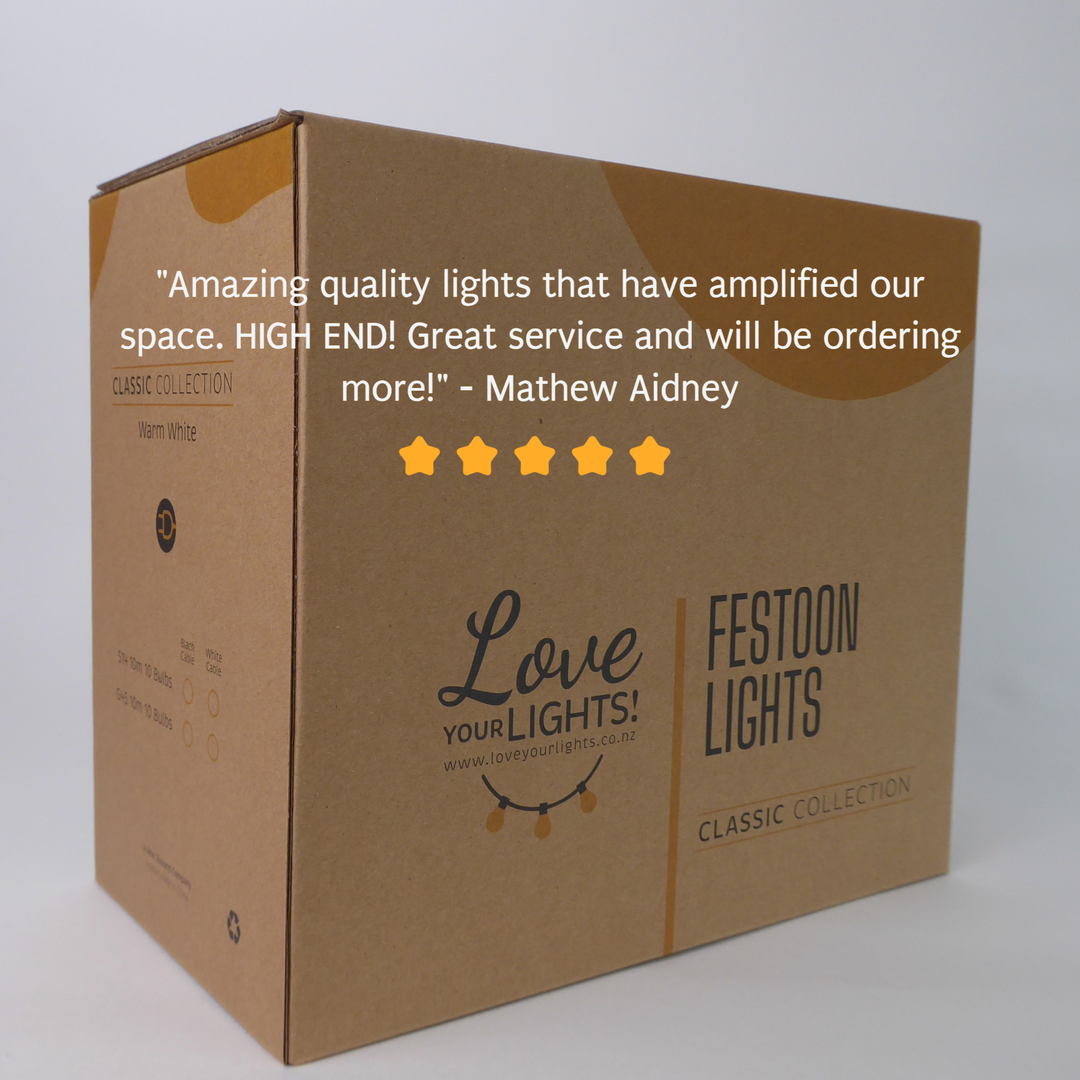 G80 Amber Bulb | 10m 20 Bulbs | Flush Mount Dimmable Festoon Lights