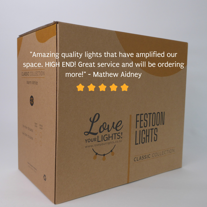 G80 Amber Bulb | 10m 20 Bulbs | Flush Mount Dimmable Festoon Lights