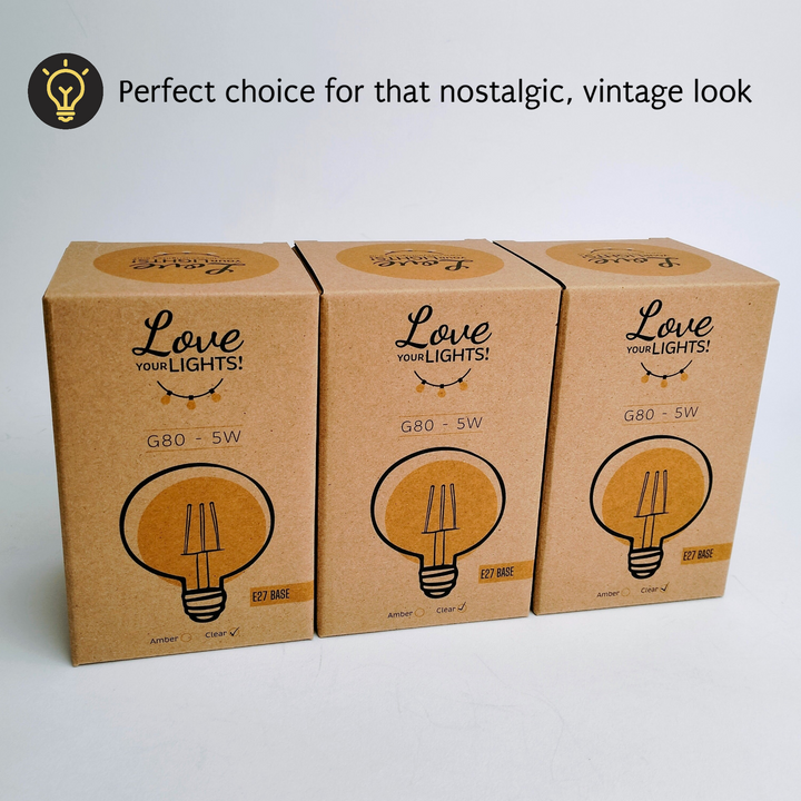 G80 Amber Bulb | 10m 10 Bulbs | Drop Hang Dimmable Festoon Lights