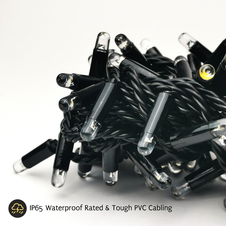 Indoor & Outdoor Fairy Lights | 10m Black PVC Cable Connectable | Core Series