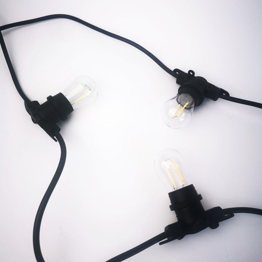 S14 Bulb | 10m 10 Bulbs | Flat Flush Mount Festoon Lights