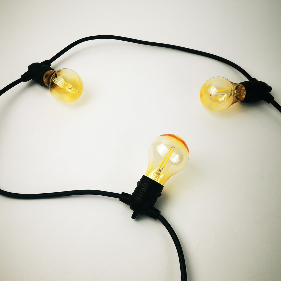 A60 Amber Bulb | 10m 10 Bulbs | Flush Mount Dimmable Festoon Lights