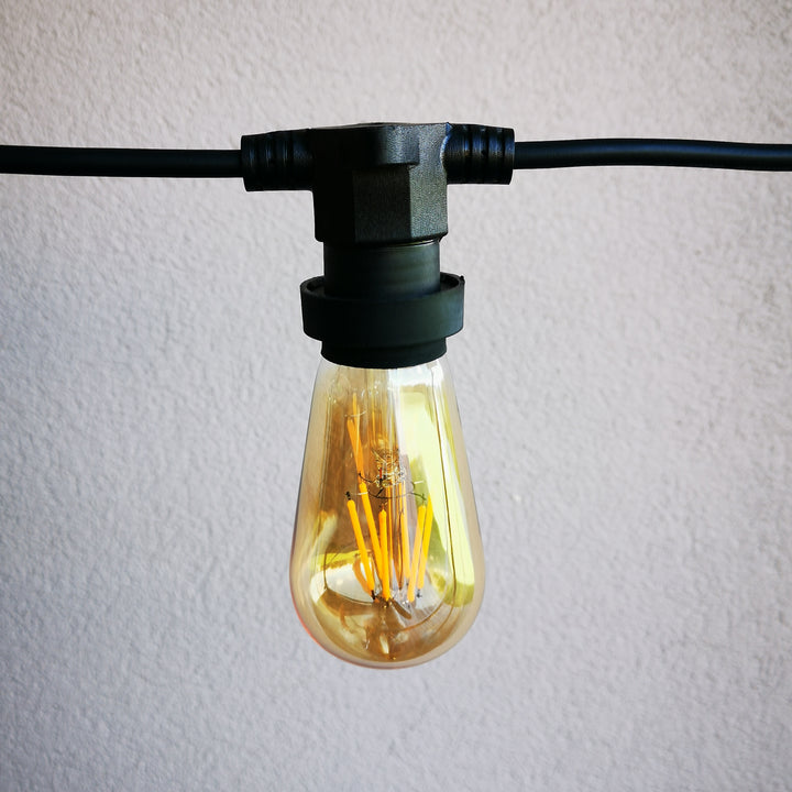 ST58 Amber Bulb | 10m 10 Bulbs | Flat Flush Mount Dimmable Festoon Lights