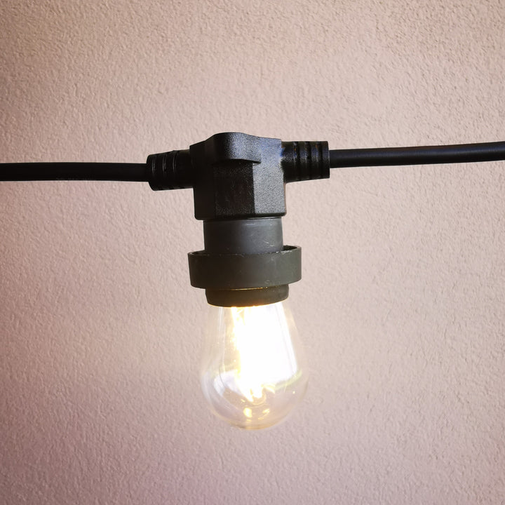 S14 Bulb | 10m 10 Bulbs | Flat Flush Mount Festoon Lights