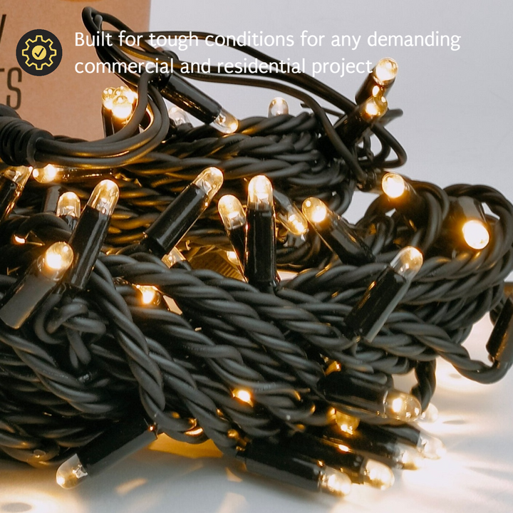 Outdoor Fairy Lights | 10m Black Rubber Cable Connectable | Pro Series