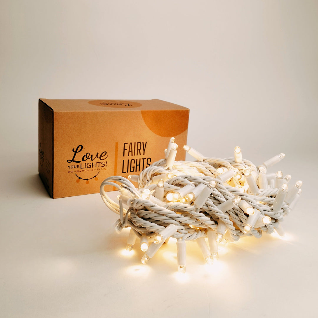 Outdoor Fairy Lights | 10m White Rubber Cable Connectable | Pro Series
