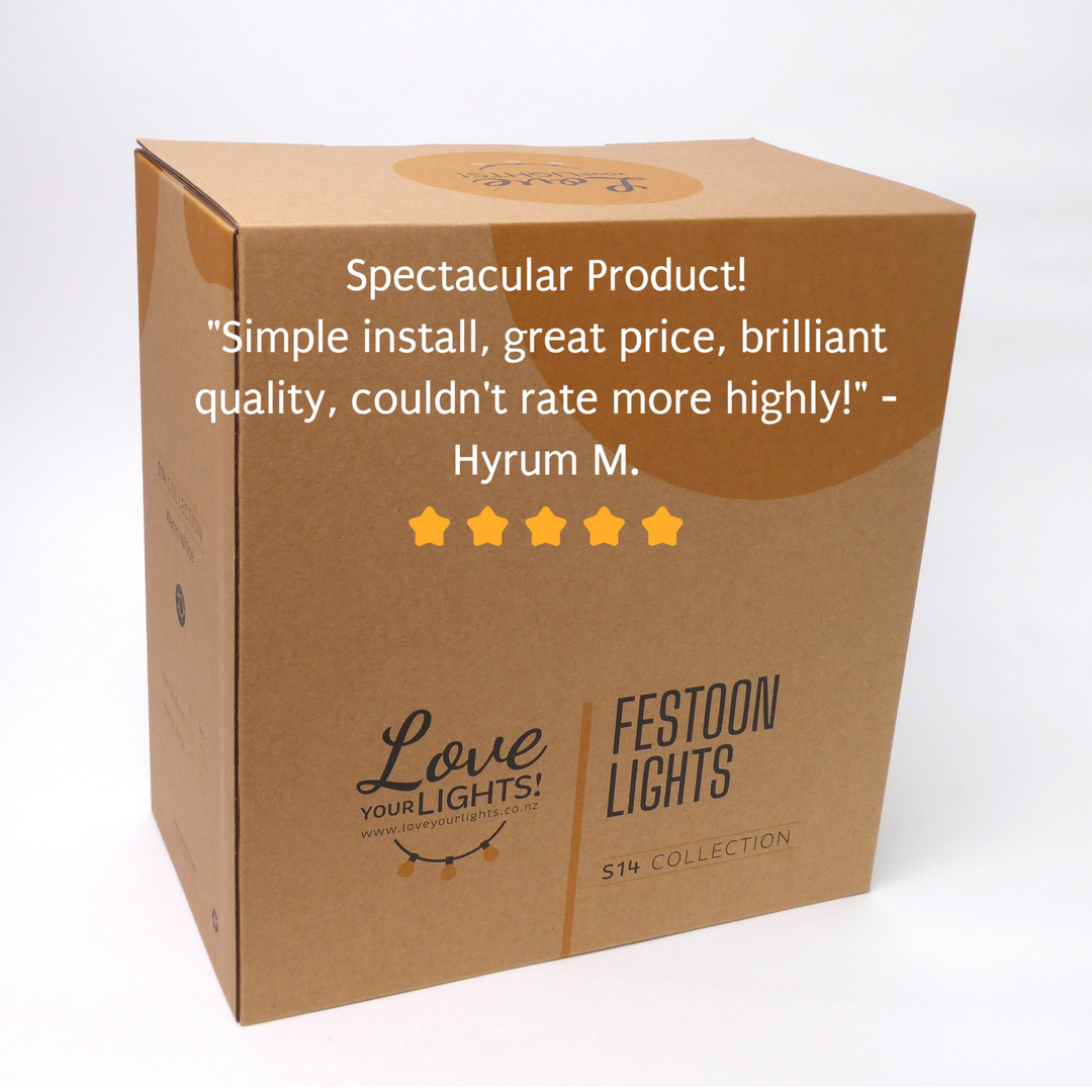 S14 Clear Bulb | 10m 10 Bulbs | Flush Mount Dimmable Festoon Lights