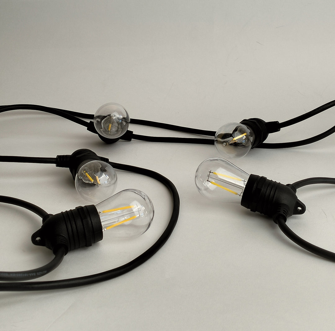 Solar S14 Festoon Lights | Flush Mount Style | 14.7m 15 Bulbs | Remote Control