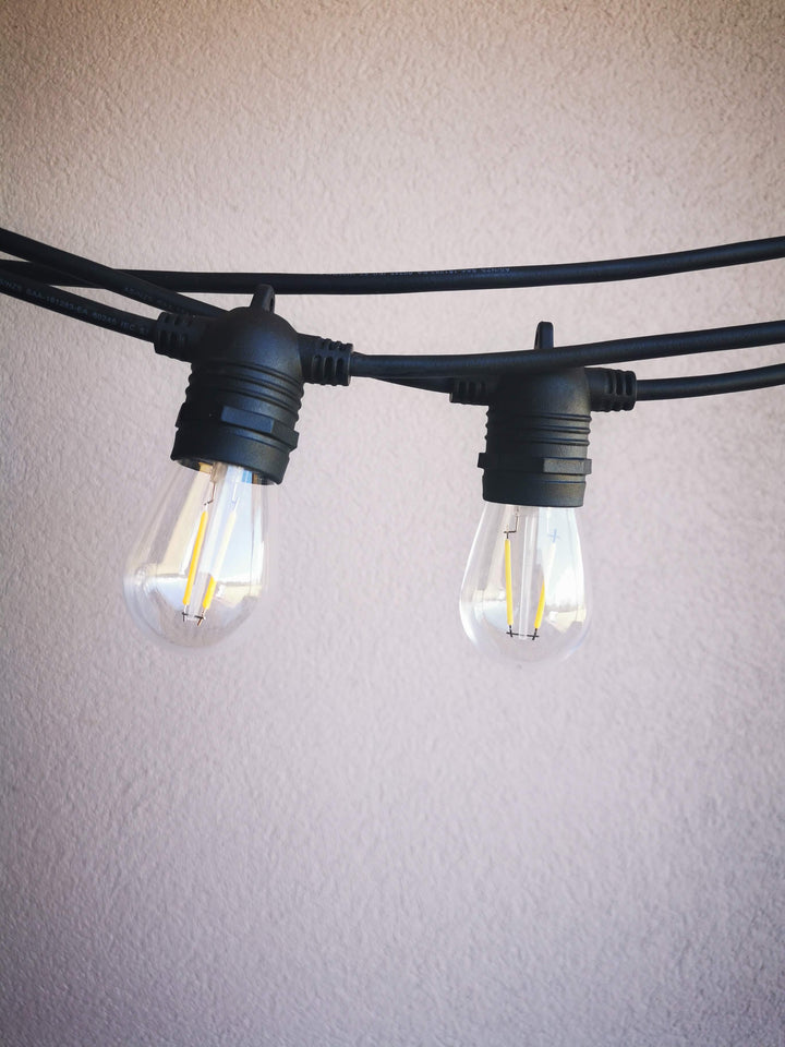 Solar S14 Festoon Lights | Flush Mount Style | 14.7m 15 Bulbs | Remote Control