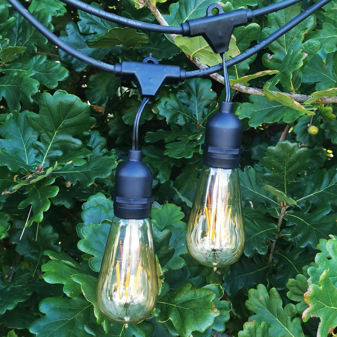 ST58 Amber Bulb | 15m 15 Bulbs | Drop Hang Dimmable Festoon Lights