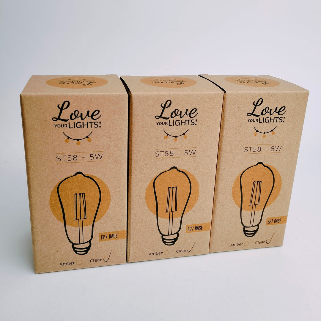 ST58 Amber or Clear Bulb Drop Hang Festoon Lights from Love Your Lights