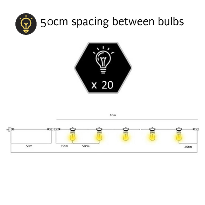 A60 Bulb Festoon connect multiple sets - Love Your Lights