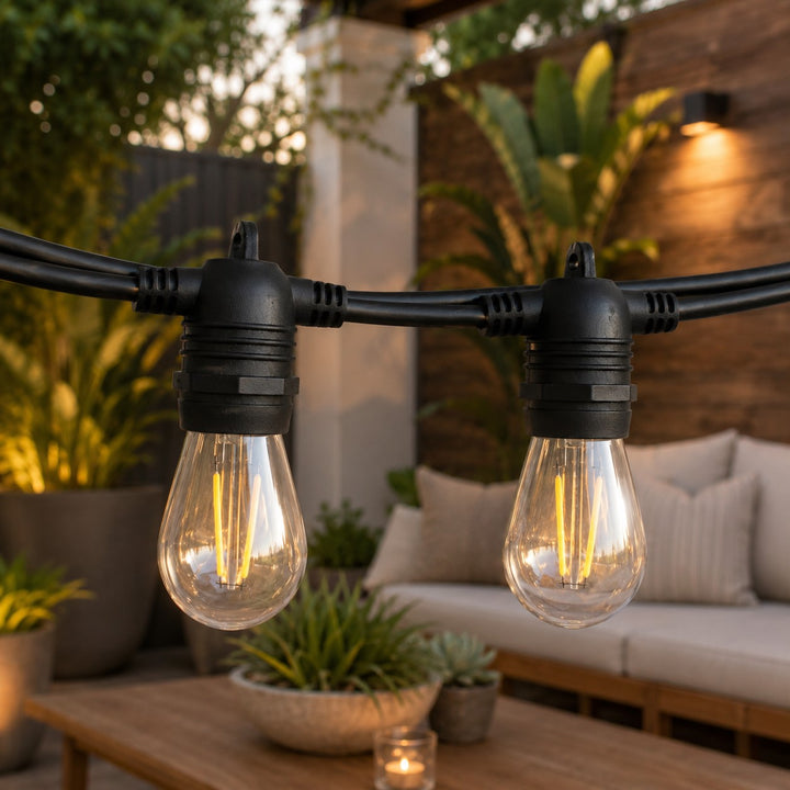 Festoon Lights | S14 Bulb | 10m 10 Bulbs | Flush Mount | Connectable