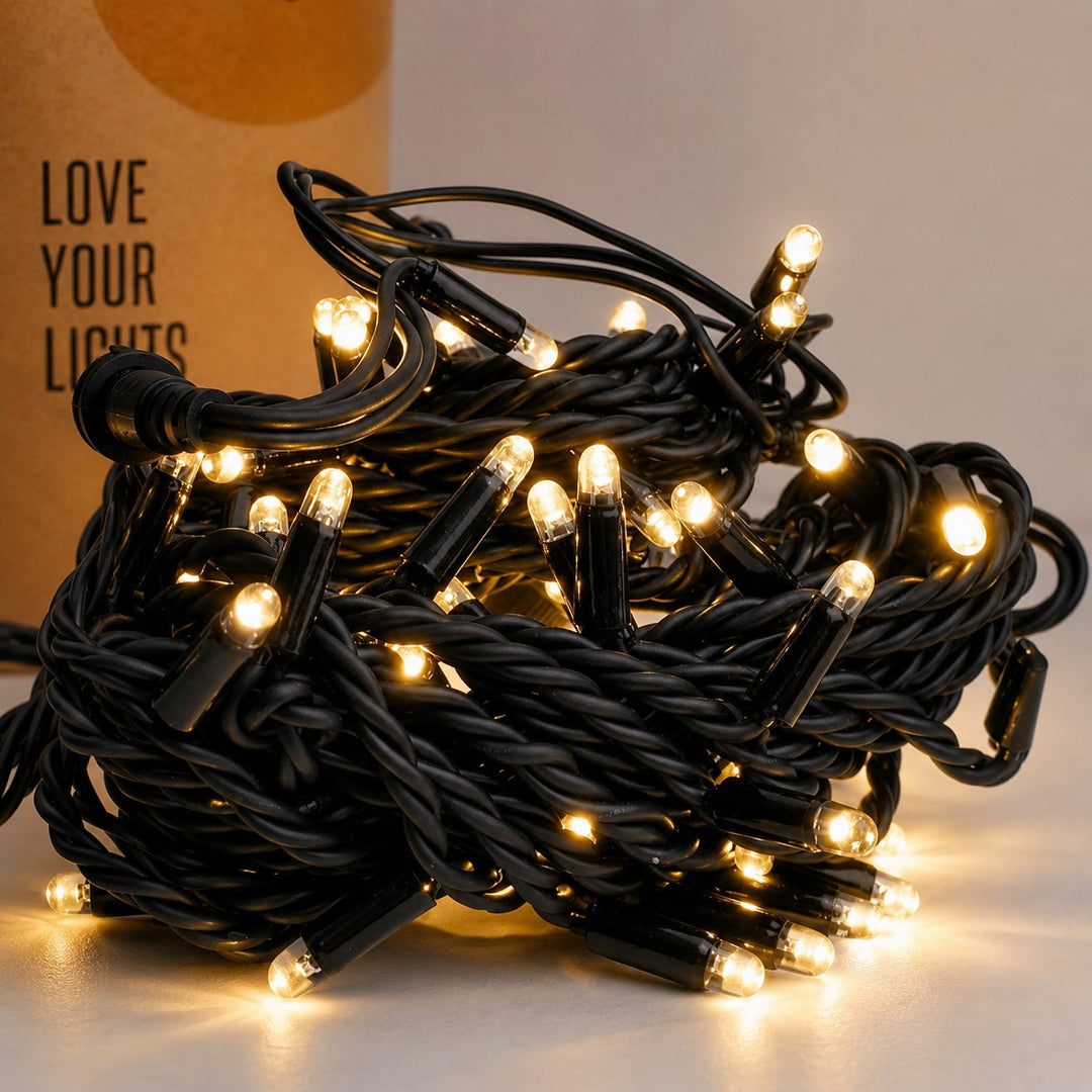 Outdoor Curtain Fairy Lights | 3m x 3m Black Rubber | Connectable | Pro Series