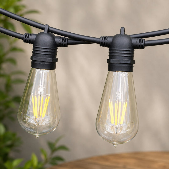Festoon Lights | ST58 Clear Bulb | 5m 10 Bulbs | Flush Mount | Connectable