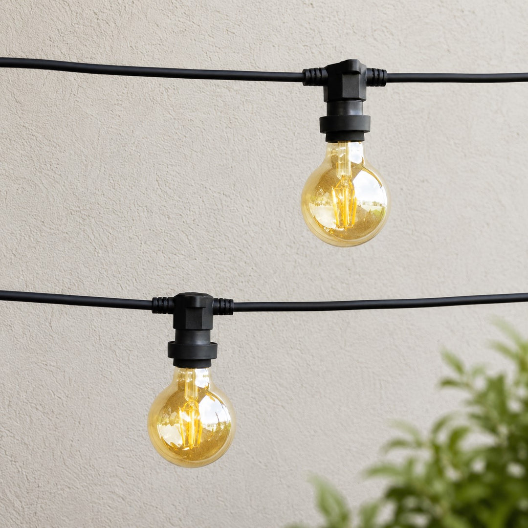 Festoon Lights | G80 Amber Bulb  | 10m 10 Bulbs | Flat Flush Mount | Connectable