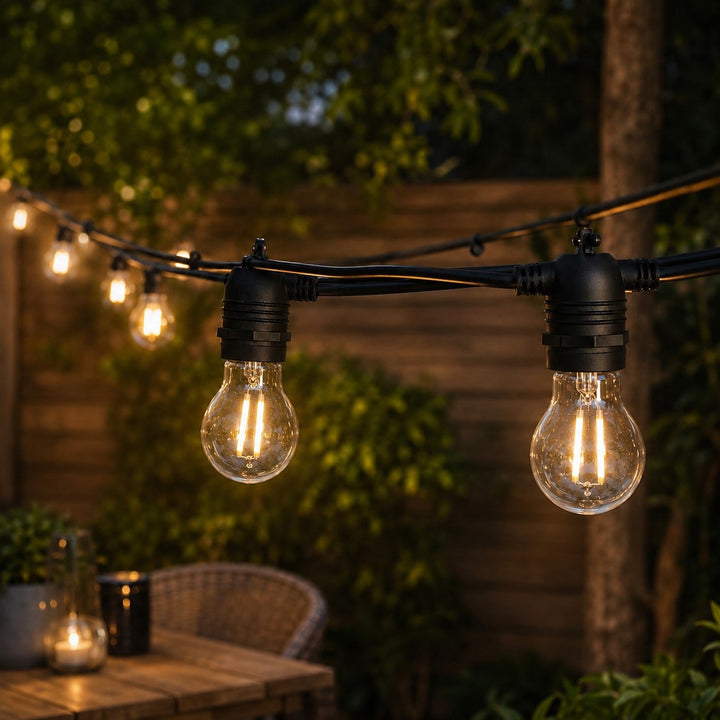 Festoon Lights | A60 Clear Bulb | 10m 10 Bulbs | Flush Mount | Connectable
