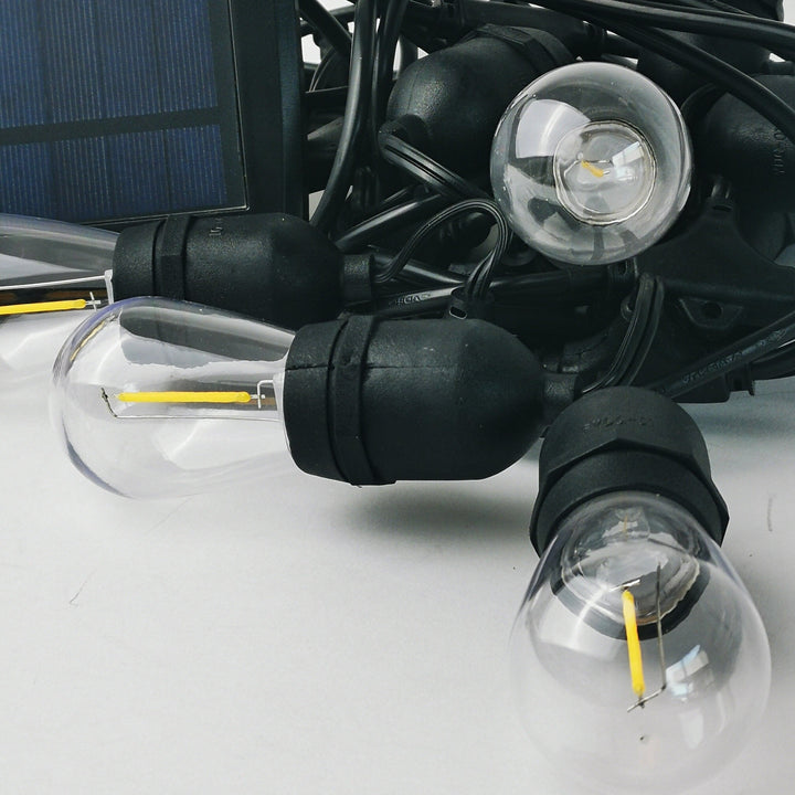 Solar S14 Festoon Lights | Drop Hang Style | 14.7m 15 Bulbs | Remote Control