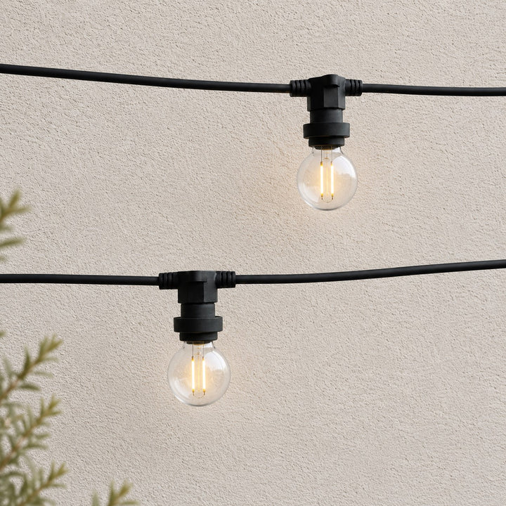 Festoon Lights | G45 Bulb | 10m 10 Bulbs | Flat Flush Mount | Connectable
