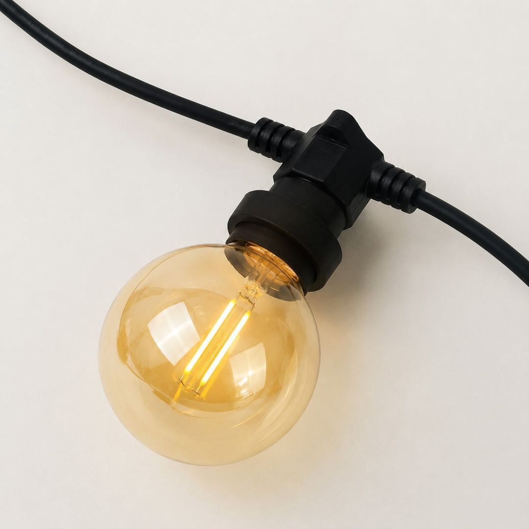 Festoon Lights | G80 Amber Bulb  | 10m 10 Bulbs | Flat Flush Mount | Connectable