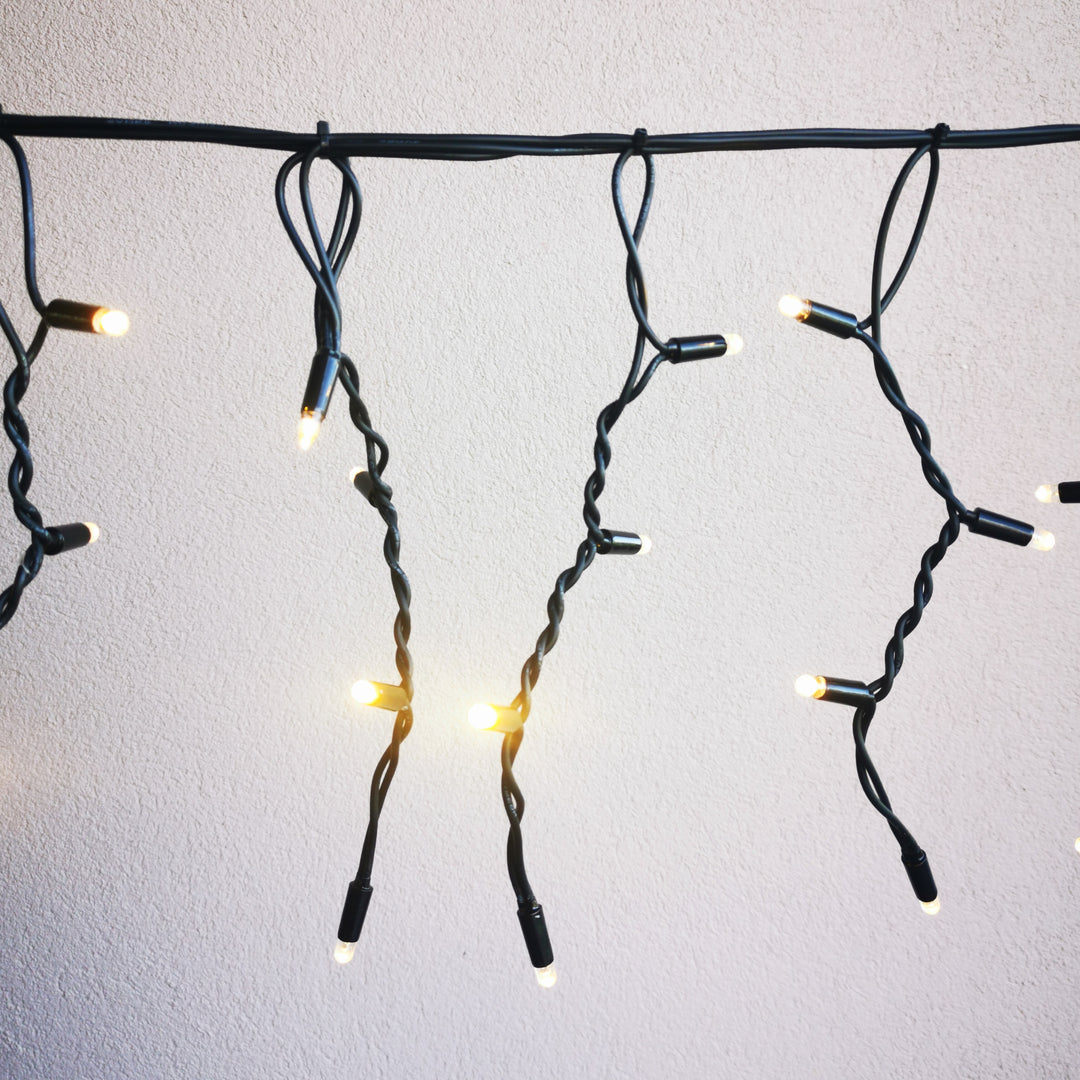 Indoor & Outdoor Fringe Fairy Lights | 3m Black Rubber Cable Connectable | 30cm Drops | Pro Series