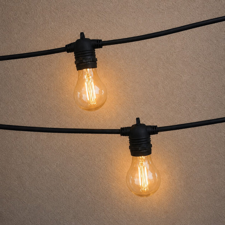 Festoon Lights | A60 Amber Bulb | 10m 10 Bulbs | Flush Mount | Connectable