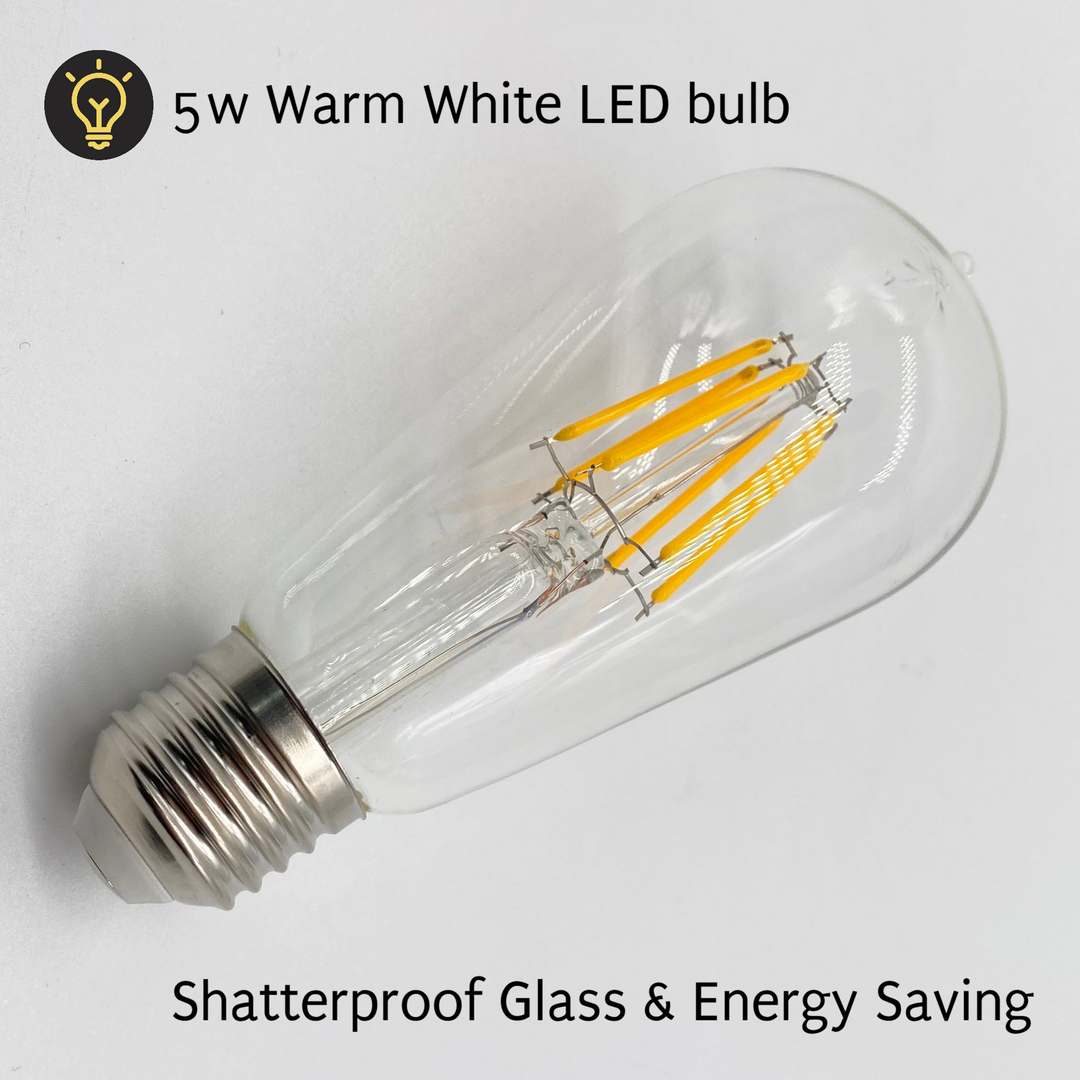 ST58 Clear Bulb | 5m 10 Bulbs | Flush Mount Dimmable Festoon Lights