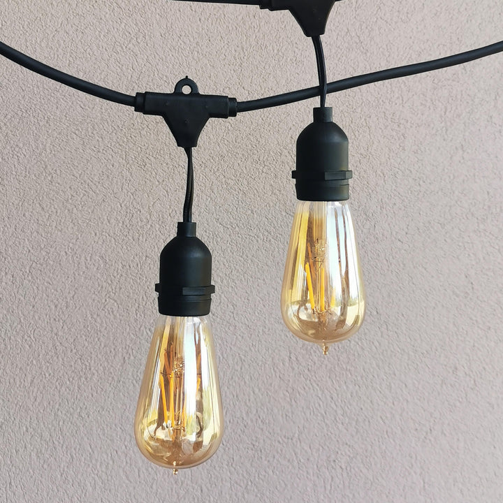 ST58 Amber Bulb | 15m 15 Bulbs | Drop Hang Dimmable Festoon Lights