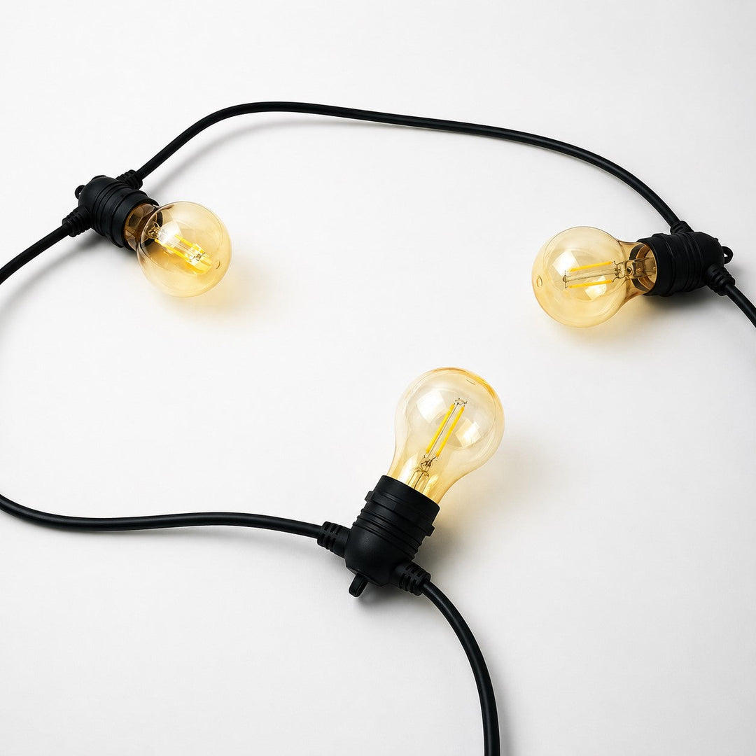 A60 Amber Bulb | 10m 20 Bulbs | Flush Mount Dimmable Festoon Lights