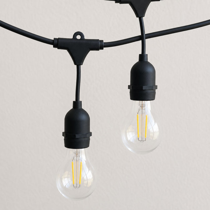 Festoon Lights | A60 Clear Bulb | 10m 10 Bulbs | Drop Hang | Connectable