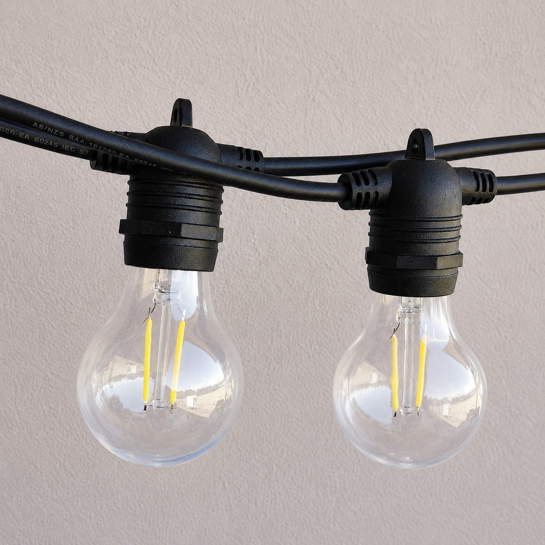 Festoon Lights | A60 Clear Bulb | 10m 10 Bulbs | Flush Mount | Connectable