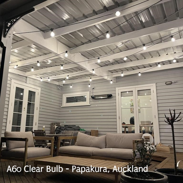 A60 Clear Bulb | 5m 10 Bulbs | Flush Mount Dimmable Festoon Lights