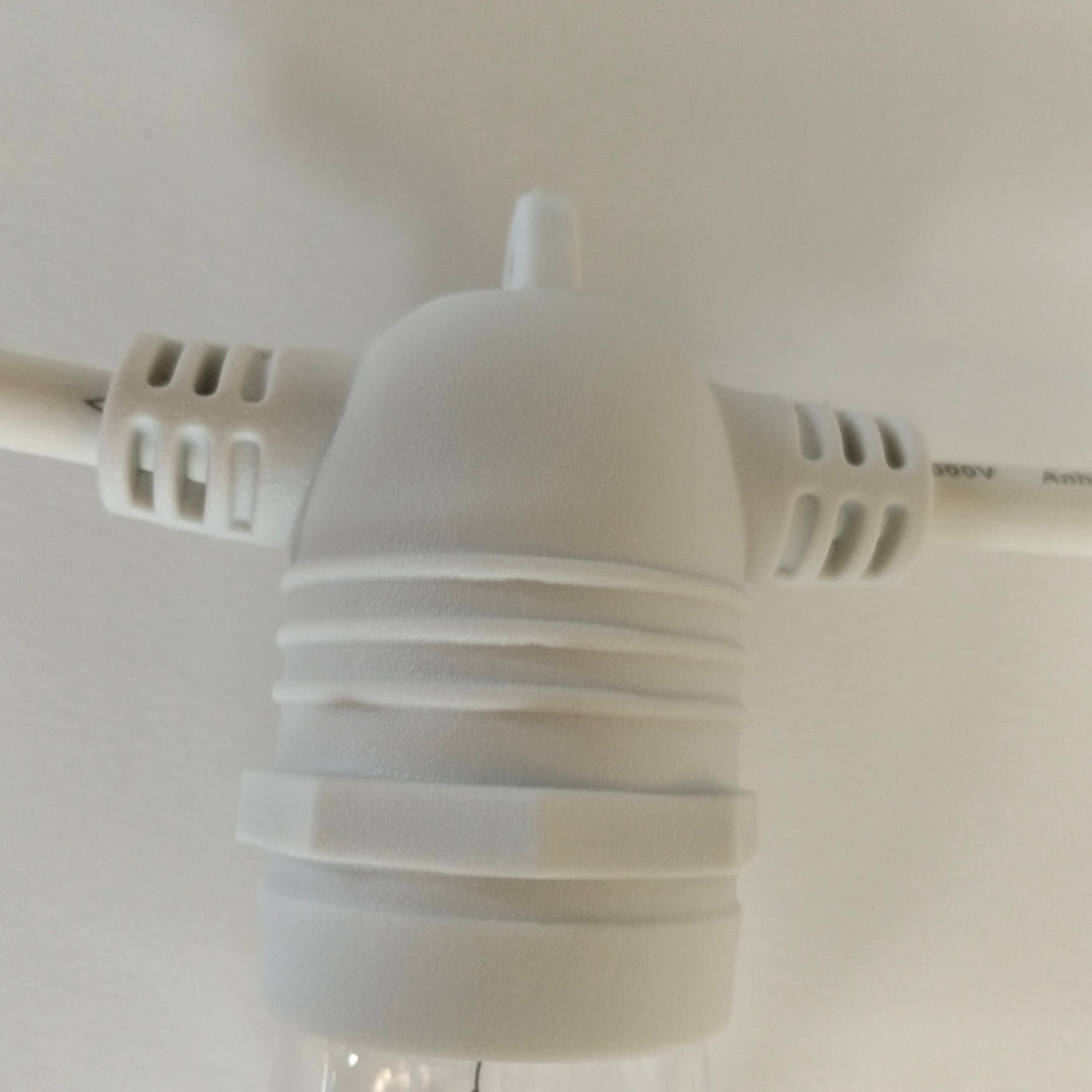 A60 Clear Bulb White Cable | 10m 10 Bulbs | Flush Mount Dimmable Festoon Lights