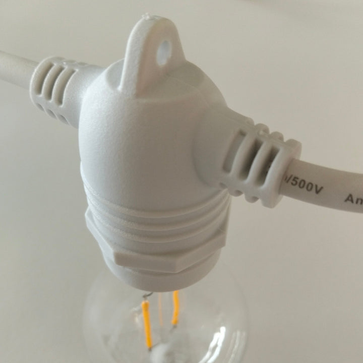 A60 Clear Bulb White Cable | 10m 10 Bulbs | Flush Mount Dimmable Festoon Lights