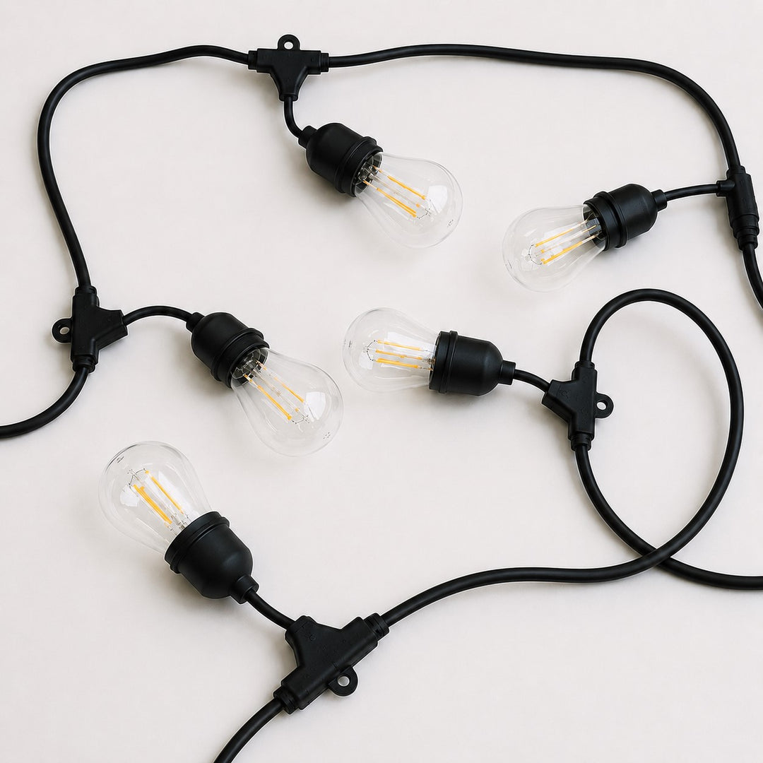 Festoon Lights | A60 Clear Bulb | 5m 10 Bulbs | Drop Hang | Connectable